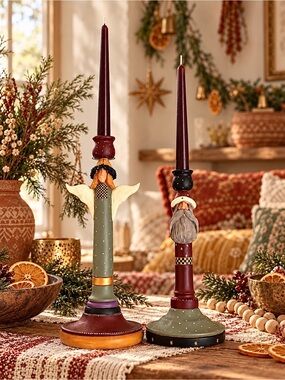▪️Williraye Studio Folk Art Candle Holders Set of 2